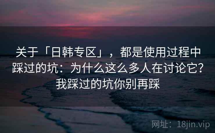 关于「日韩专区」，都是使用过程中踩过的坑：为什么这么多人在讨论它？我踩过的坑你别再踩