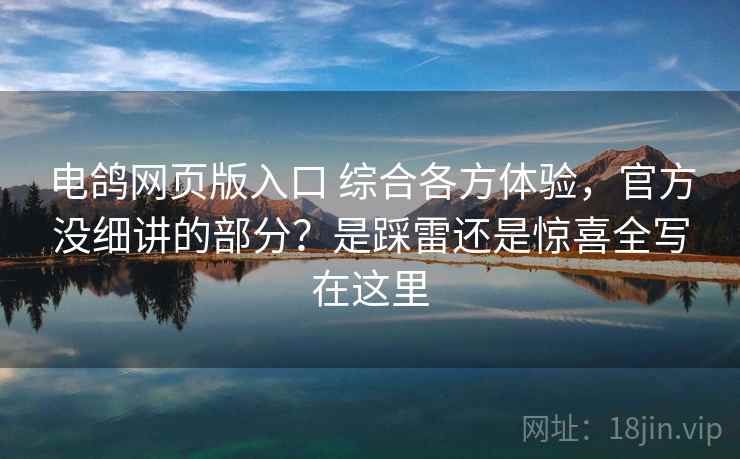 电鸽网页版入口 综合各方体验，官方没细讲的部分？是踩雷还是惊喜全写在这里