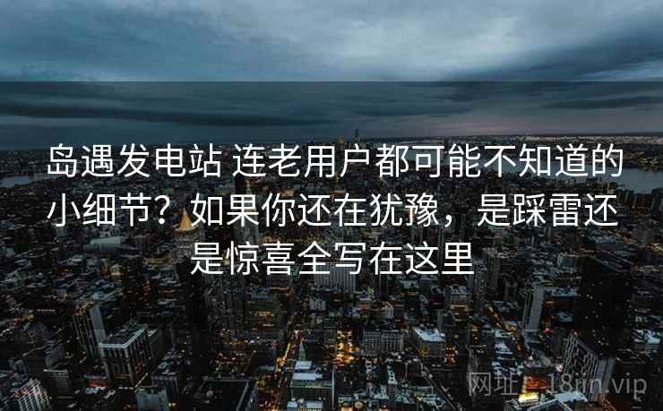 岛遇发电站 连老用户都可能不知道的小细节？如果你还在犹豫，是踩雷还是惊喜全写在这里