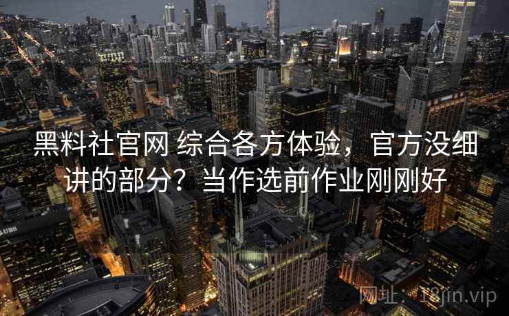 黑料社官网 综合各方体验，官方没细讲的部分？当作选前作业刚刚好