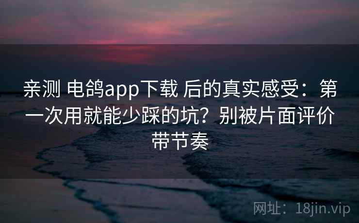 亲测 电鸽app下载 后的真实感受：第一次用就能少踩的坑？别被片面评价带节奏