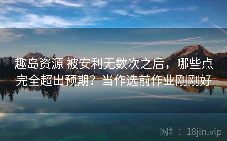 趣岛资源 被安利无数次之后，哪些点完全超出预期？当作选前作业刚刚好